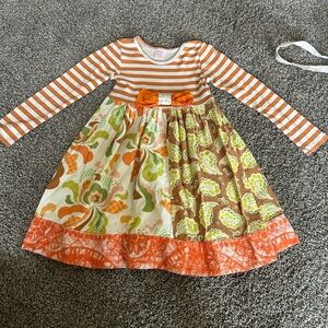 Giggle Moon Orange and White Ruffled Tiered Sundress